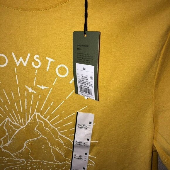 New Yellowstone Goodfellow & Co Mens Medium Yellow Standard Fit T Shirt Tee Sz M - Picture 6 of 9